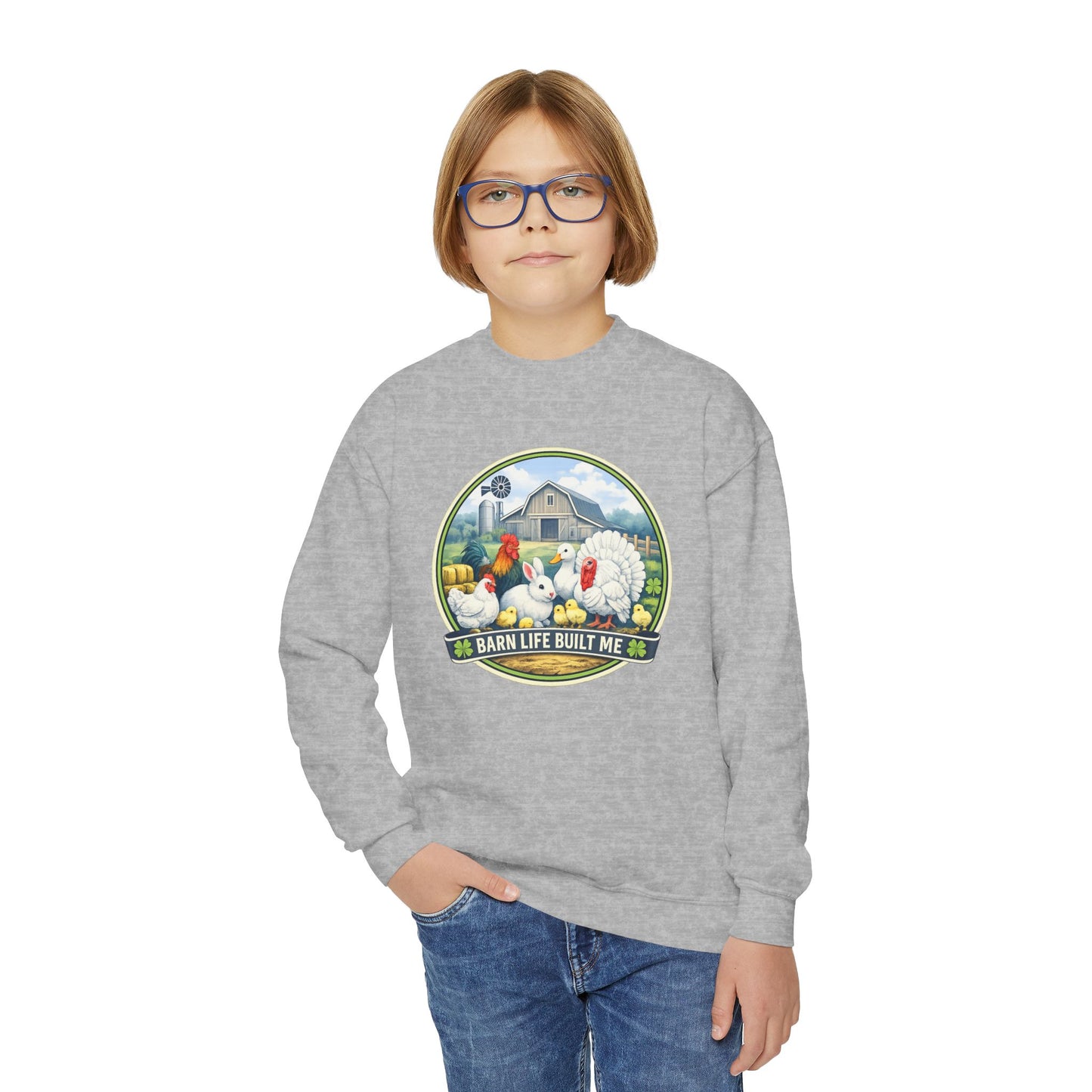 BARN LIFE BUILT ME - Small Animals - Youth Crewneck Sweatshirt