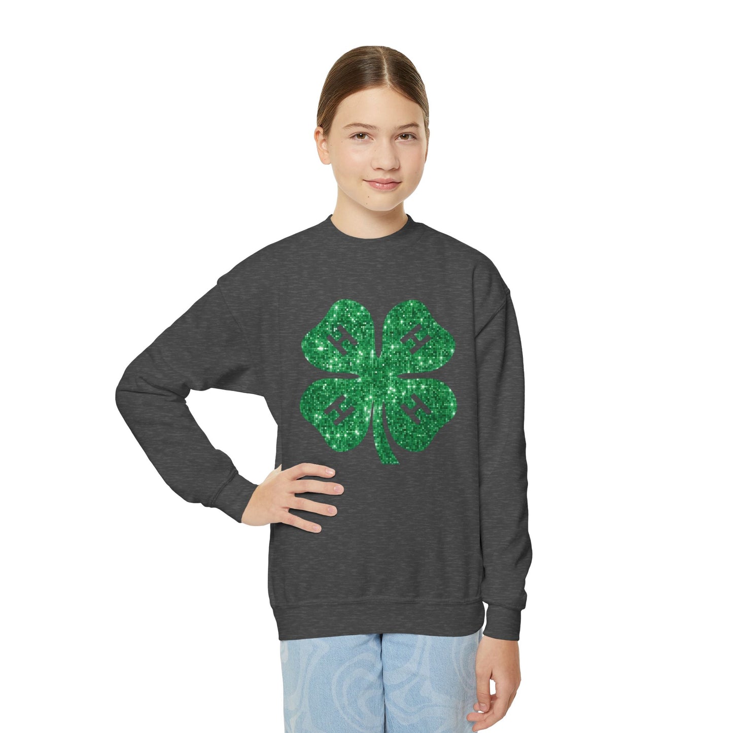 4-H GLITTER - Youth Crewneck Sweatshirt