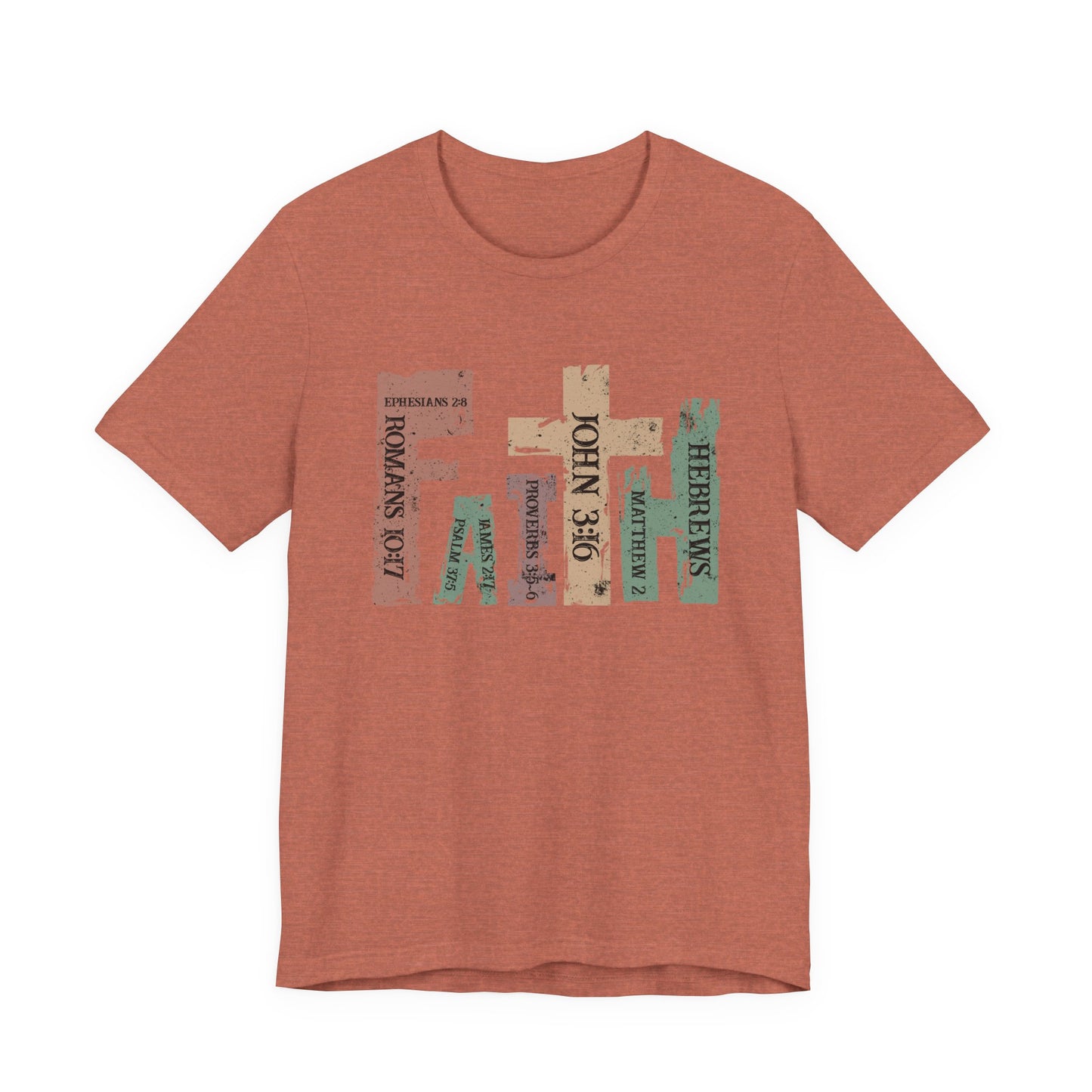 Faith Graphic Tee — "John 3:16" Rustic Cross Bible Verse T‑Shirt (Bella & Canvas)
