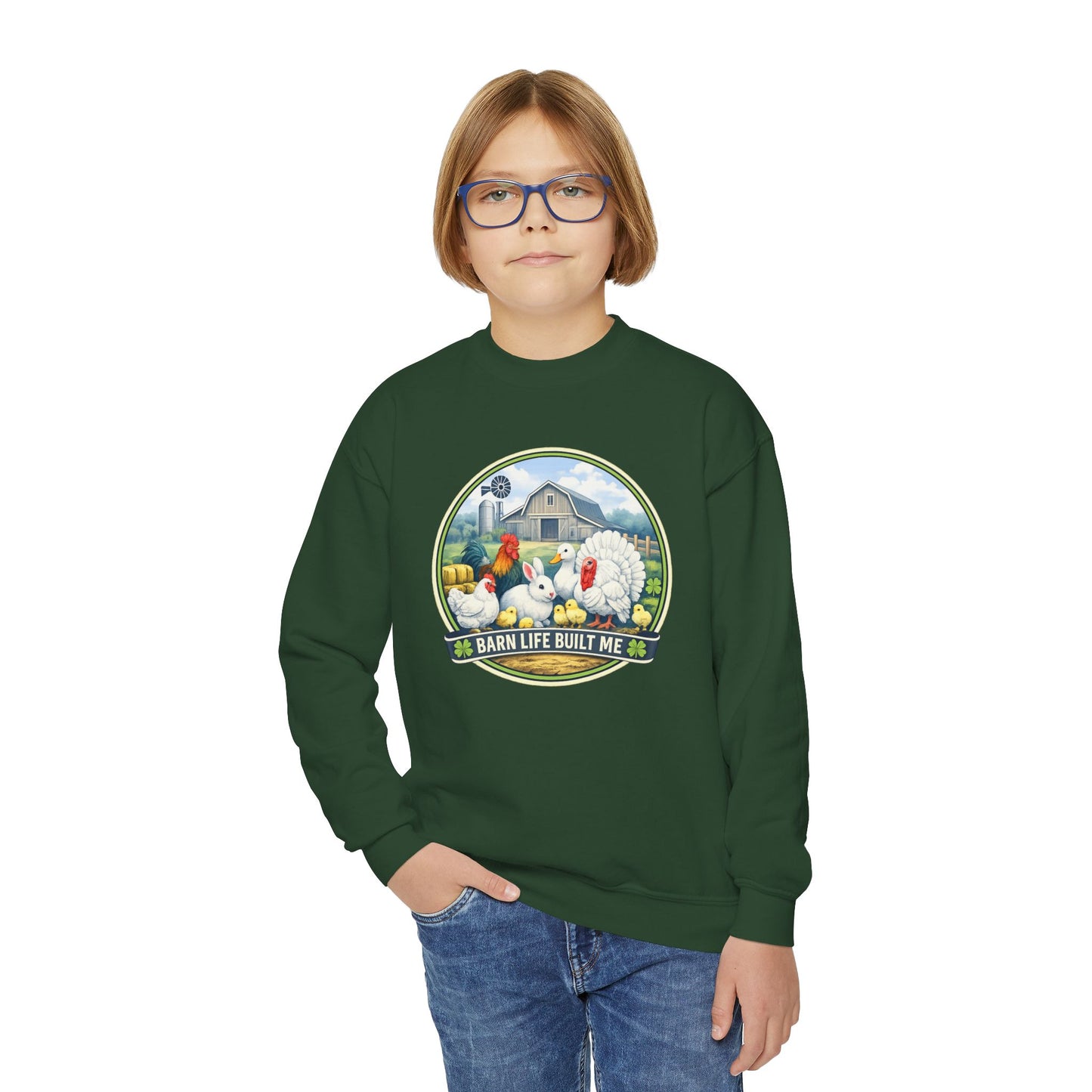 BARN LIFE BUILT ME - Small Animals - Youth Crewneck Sweatshirt