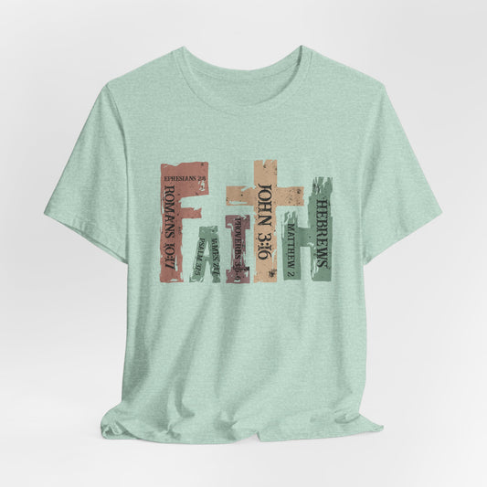 Faith Graphic Tee — "John 3:16" Rustic Cross Bible Verse T‑Shirt (Bella & Canvas)