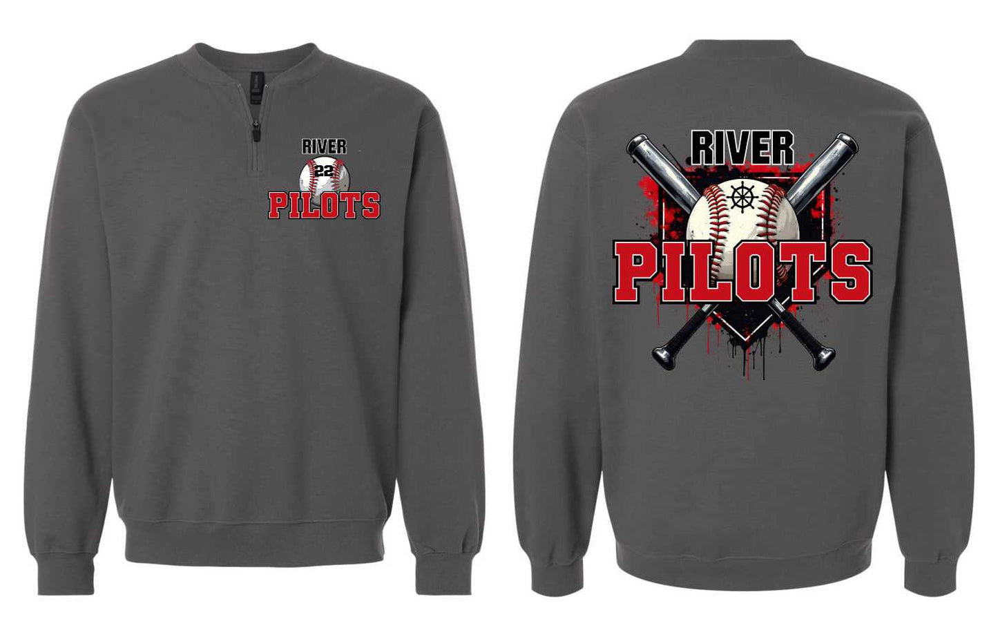 River Baseball 1/4 Zip Pullover