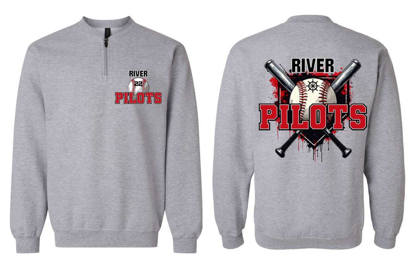 River Baseball 1/4 Zip Pullover