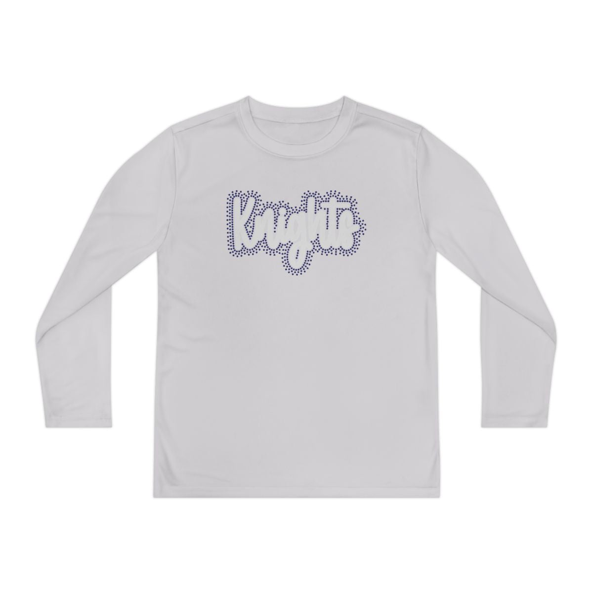 Knights Cursive Design Youth Long Sleeve T-Shirt - Rhinestones/Glitter Vinyl