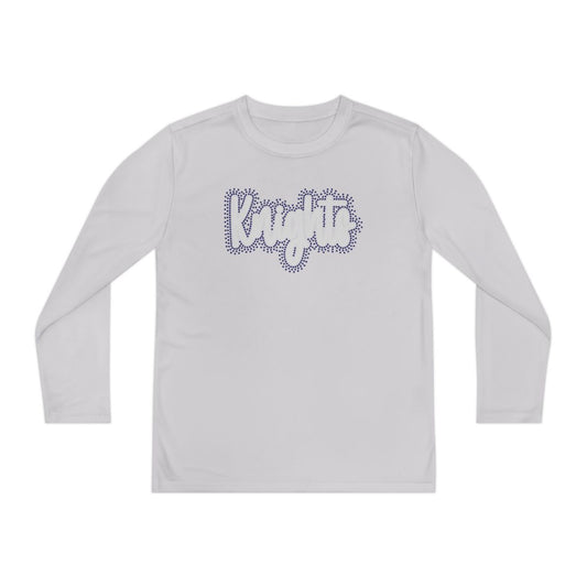 Knights Cursive Design Youth Long Sleeve T-Shirt - Rhinestones/Glitter Vinyl